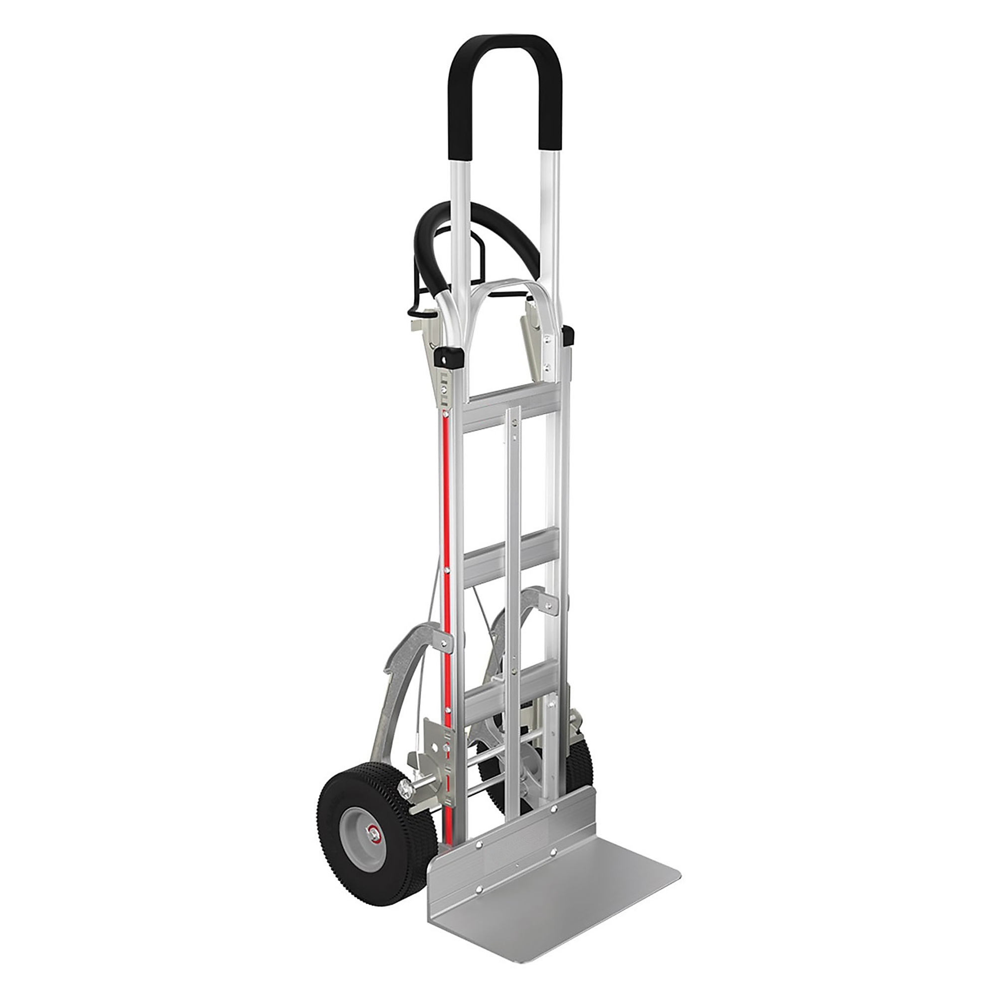 SNAP-LOC E-Track Single Wood Dolly Strap Tie-Down Anchor Kit with 2-Inch x 16-Foot Ratchet 4,400 lb E-Track Aluminum Hand Truck 10x3.5 Microcellular Tires Tall Loop-Handle Stair Skids Brakes 500-pounds, Model# SLVMNPKC